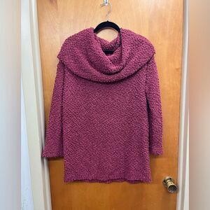 Umgee Textured Berry Cowl Neck pullover long sleeve Sweater